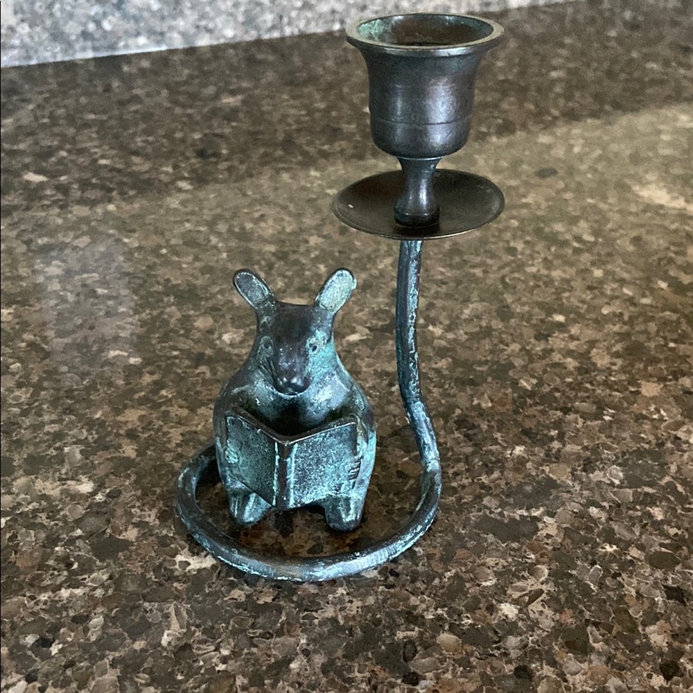 Bronze Mouse Candle Holder